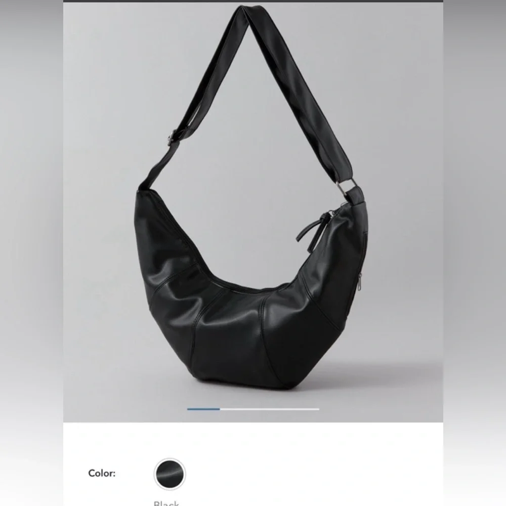 American Eagle Black Leather Cresent Bag